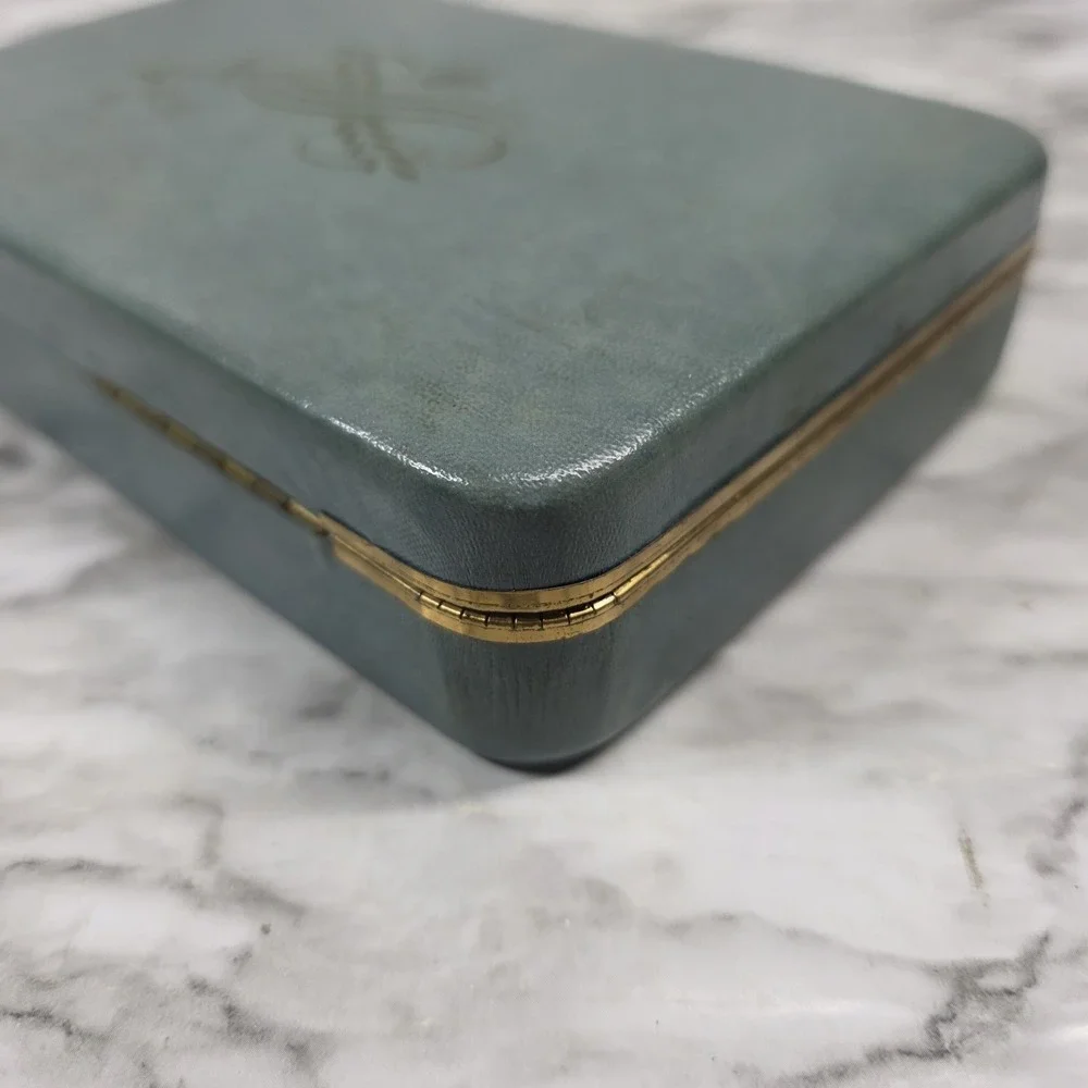 Vintage Genuine Tory Jewel Box 50's 60's Blue Velvet Interior READ Description